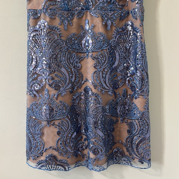 Free People Night Shimmers Mini Dress Blue Size 12 - Picture 5 of 13